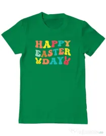 Tricou personalizat barbat HAPPY EASTER DAY Verde mediu