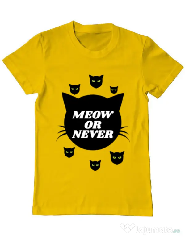 Tricou ADLER barbat Meow or never Galben