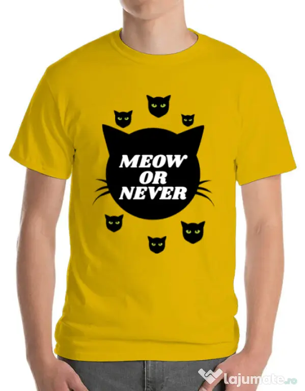 Tricou ADLER barbat Meow or never Galben