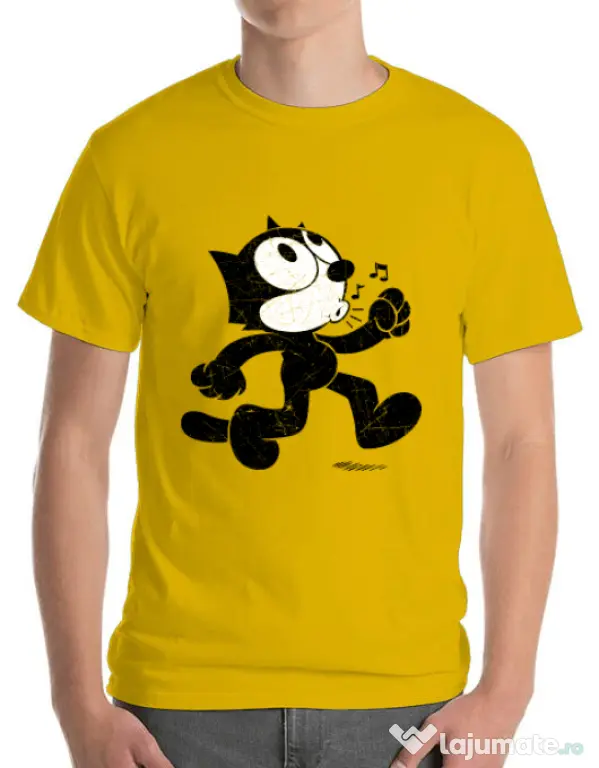 Tricou ADLER barbat Felix the cat Galben