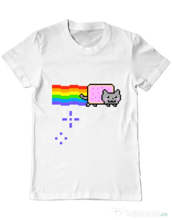 Tricou ADLER barbat Nyan cat Alb