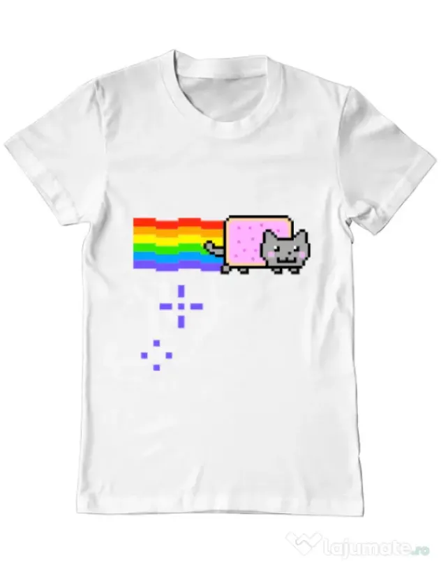 Tricou ADLER barbat Nyan cat Alb