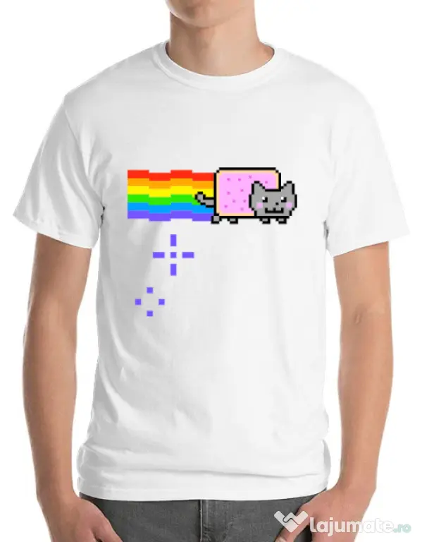 Tricou ADLER barbat Nyan cat Alb