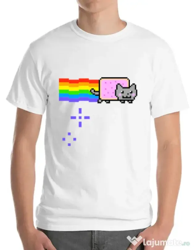 Tricou ADLER barbat Nyan cat Alb