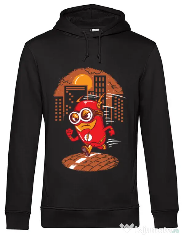 Hoodie barbat cu gluga Flash minion Negru