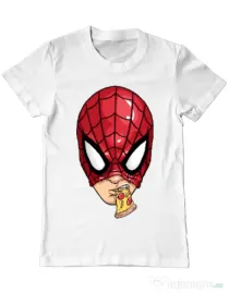 Tricou ADLER barbat Spiderman pizza Alb