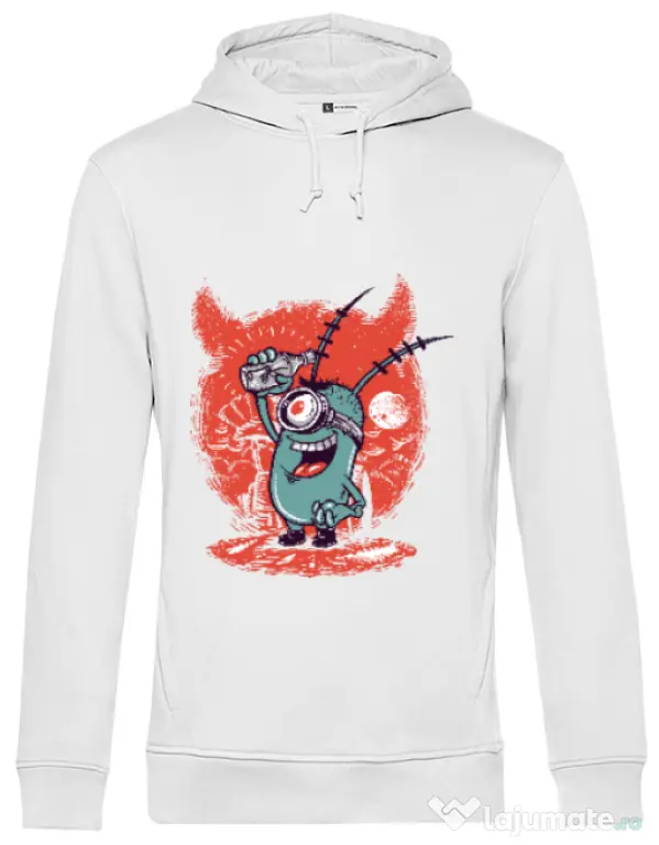 Hoodie barbat cu gluga Plankton Alb