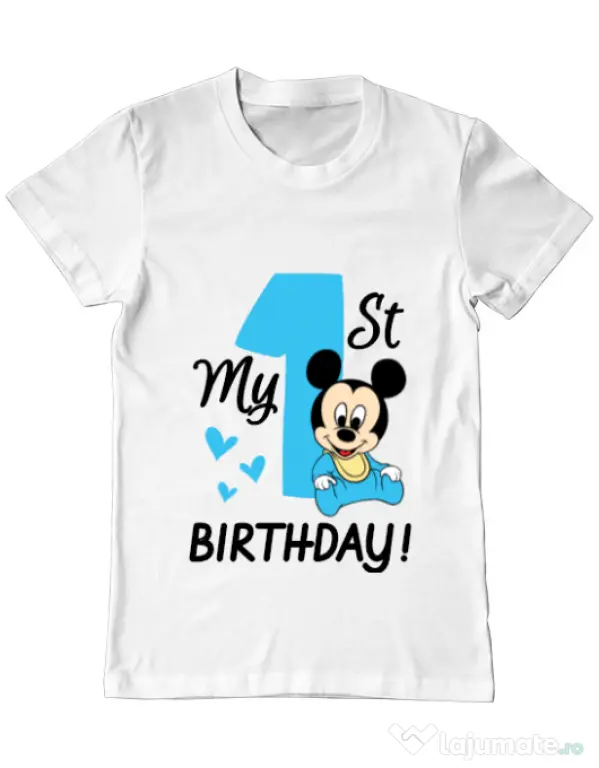 Tricou ADLER barbat My first birthday Alb
