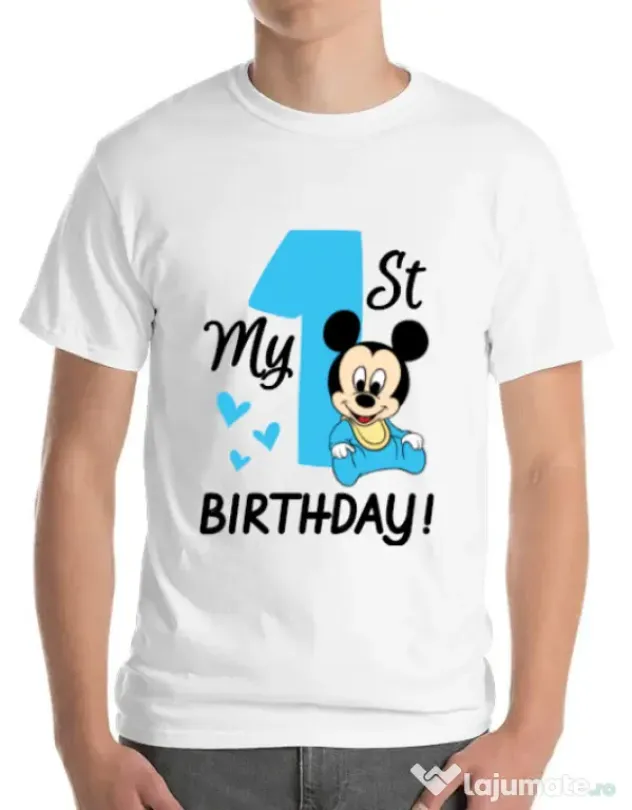 Tricou ADLER barbat My first birthday Alb