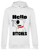 Hoodie barbat cu gluga Hello bitches Alb