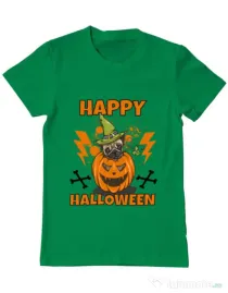 Tricou ADLER barbat Halloween Pug Verde mediu