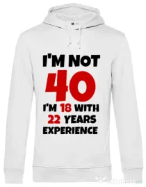 Hoodie barbat cu gluga 40 Birthday Alb