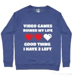 Bluza ADLER barbat Video games ruined my life Albastru melanj