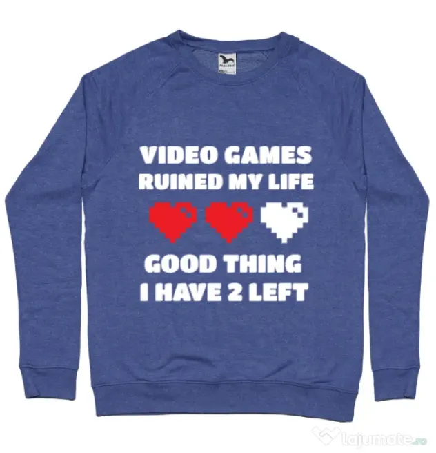 Bluza ADLER barbat Video games ruined my life Albastru melanj