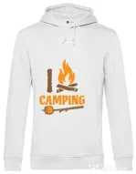 Hoodie barbat cu gluga I love Camping Alb