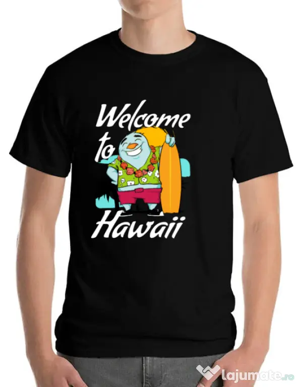 Tricou ADLER barbat Welcome to Hawaii Negru