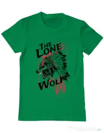Tricou ADLER barbat The lone wolf Verde mediu