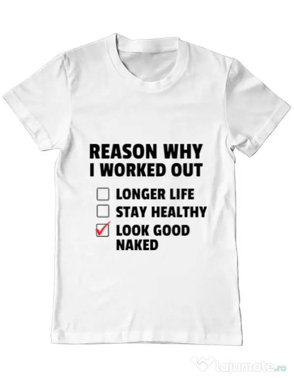 Tricou ADLER barbat Reason why I work out Alb