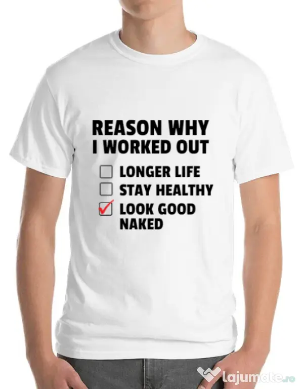Tricou ADLER barbat Reason why I work out Alb
