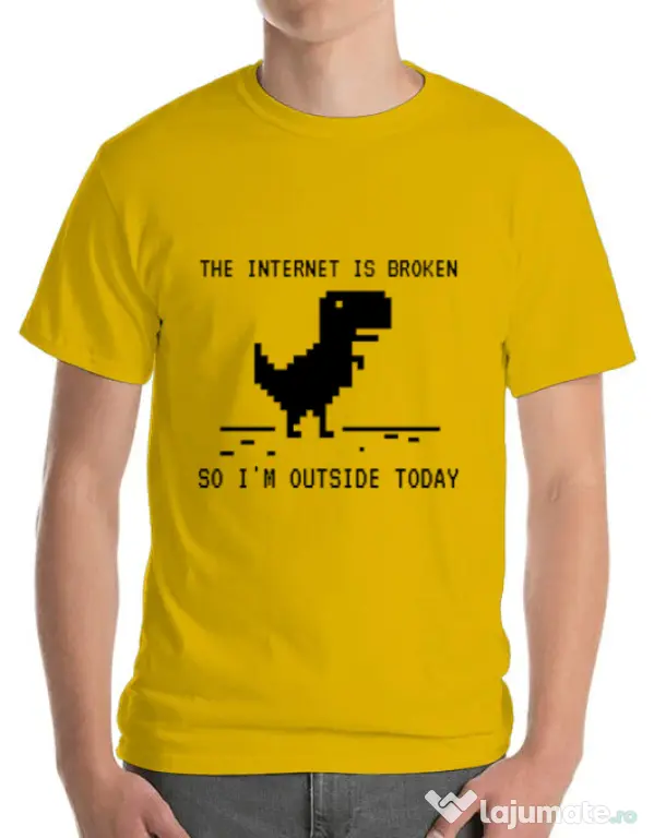 Tricou ADLER barbat The internet is broken Galben