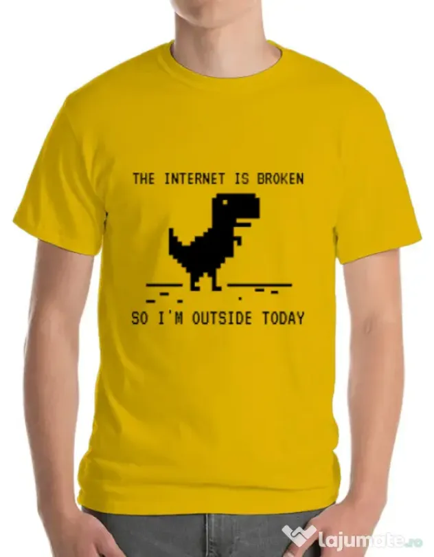 Tricou ADLER barbat The internet is broken Galben