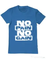 Tricou ADLER barbat No pain, no gain Albastru azuriu