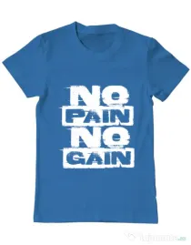 Tricou ADLER barbat No pain, no gain Albastru azuriu