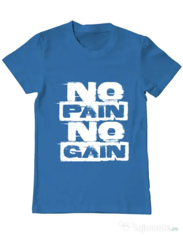 Tricou ADLER barbat No pain, no gain Albastru azuriu