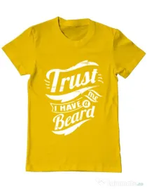 Tricou ADLER barbat Trust me, I have a beard Galben
