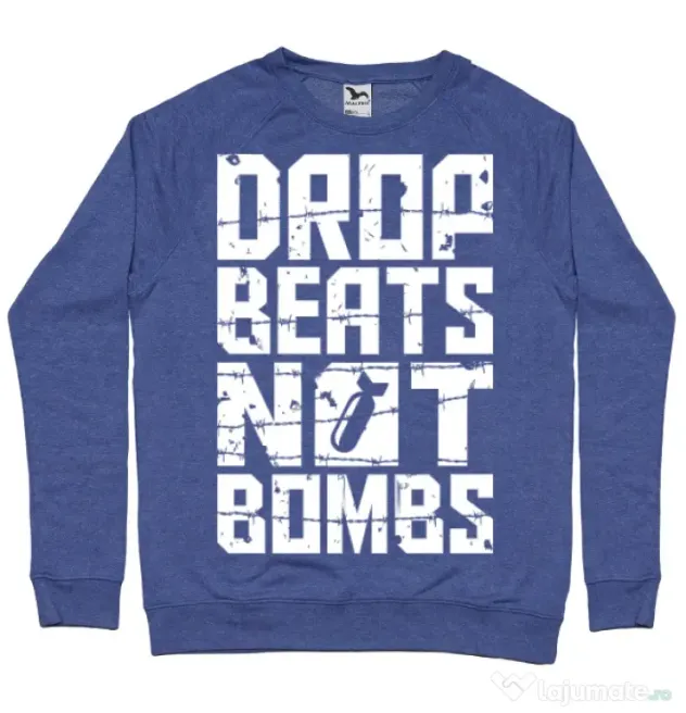 Bluza ADLER barbat Drop beats, not bombs Albastru melanj