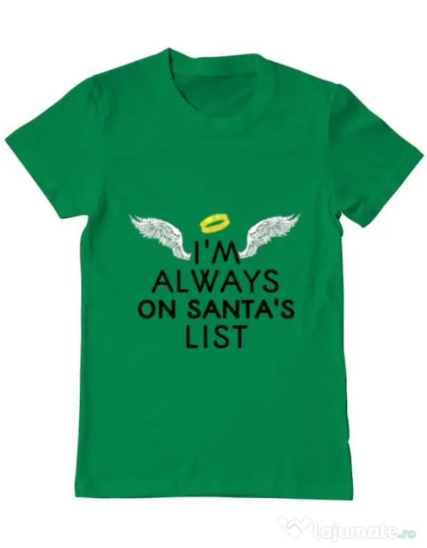 Tricou ADLER barbat Always on santa’s list Verde mediu