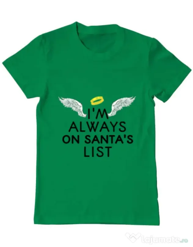 Tricou ADLER barbat Always on santa’s list Verde mediu