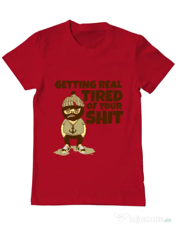 Tricou ADLER barbat Tired of your shit Rosu