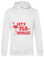 Hoodie barbat cu gluga Let’s flamingle Alb