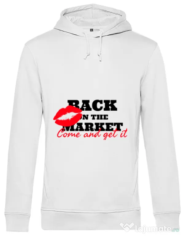 Hoodie barbat cu gluga Come and get it Alb