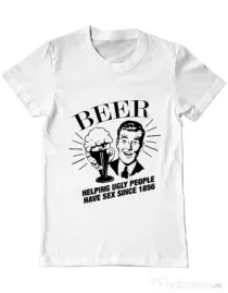 Tricou ADLER barbat Helping beer Alb