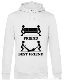 Hoodie barbat cu gluga Best friend Alb