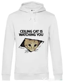 Hoodie barbat cu gluga Ceiling cat Alb