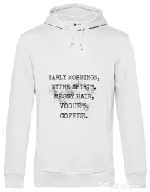 Hoodie barbat cu gluga Early mornings Alb