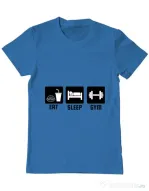Tricou ADLER barbat Eat sleep gym Albastru azuriu