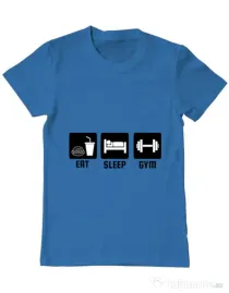 Tricou ADLER barbat Eat sleep gym Albastru azuriu