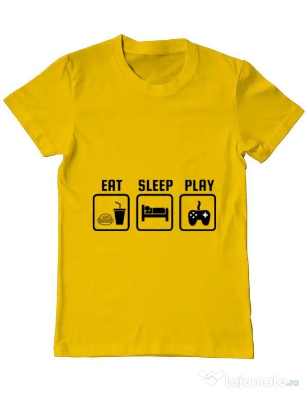 Tricou ADLER barbat Eat sleep play Galben