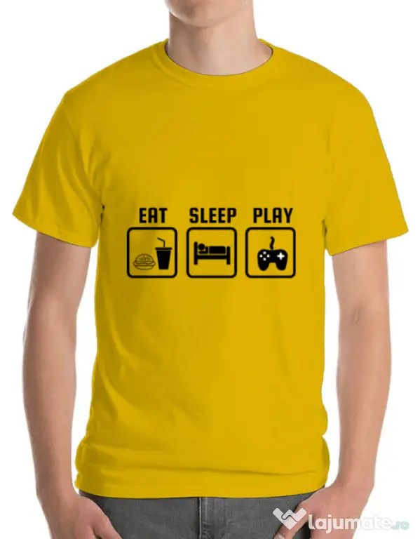 Tricou ADLER barbat Eat sleep play Galben