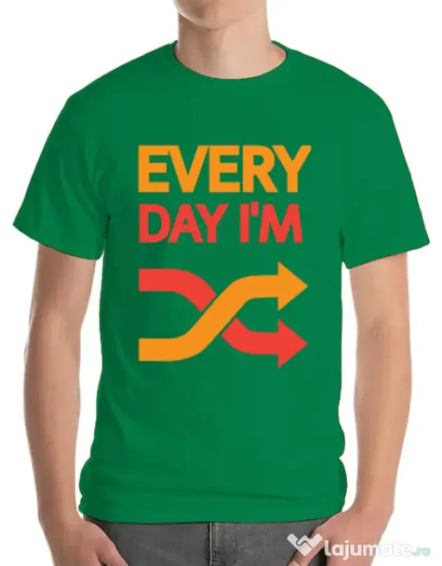 Tricou ADLER barbat Every day i'm shuffling Verde mediu