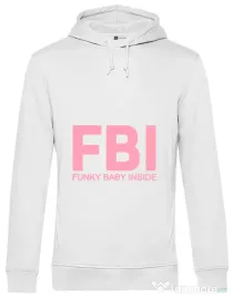Hoodie barbat cu gluga Funky baby inside Alb
