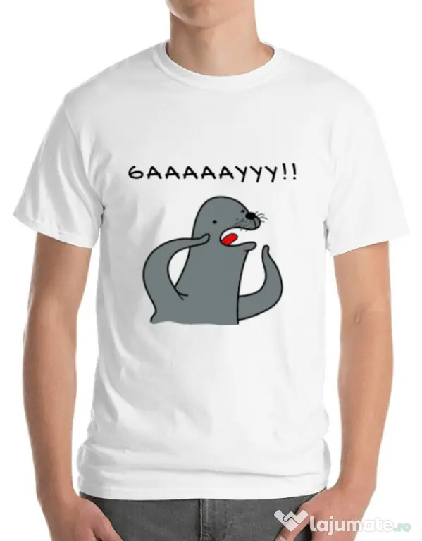 Tricou ADLER barbat Funny seal Alb