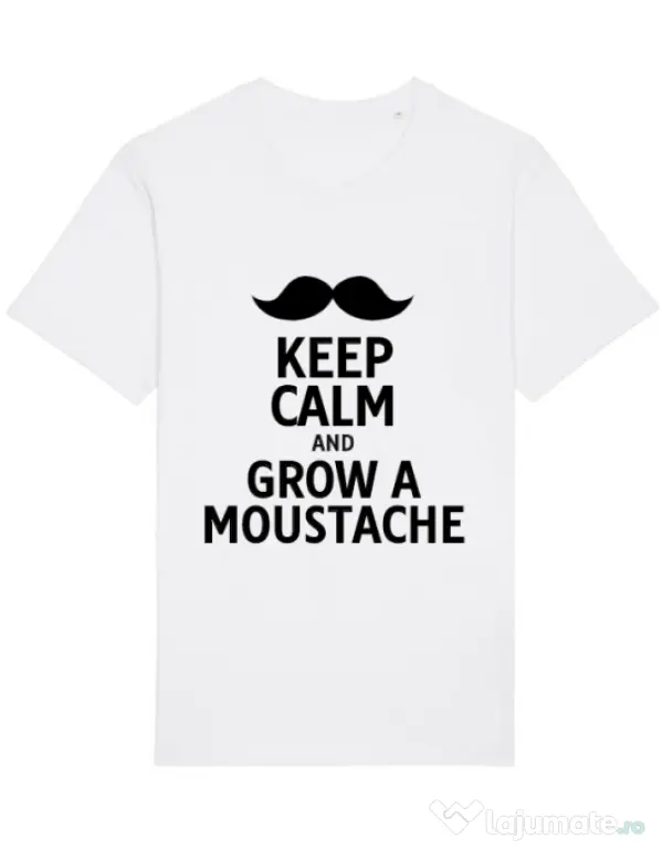Tricou STANLEY STELLA barbat Grow a moustache Alb