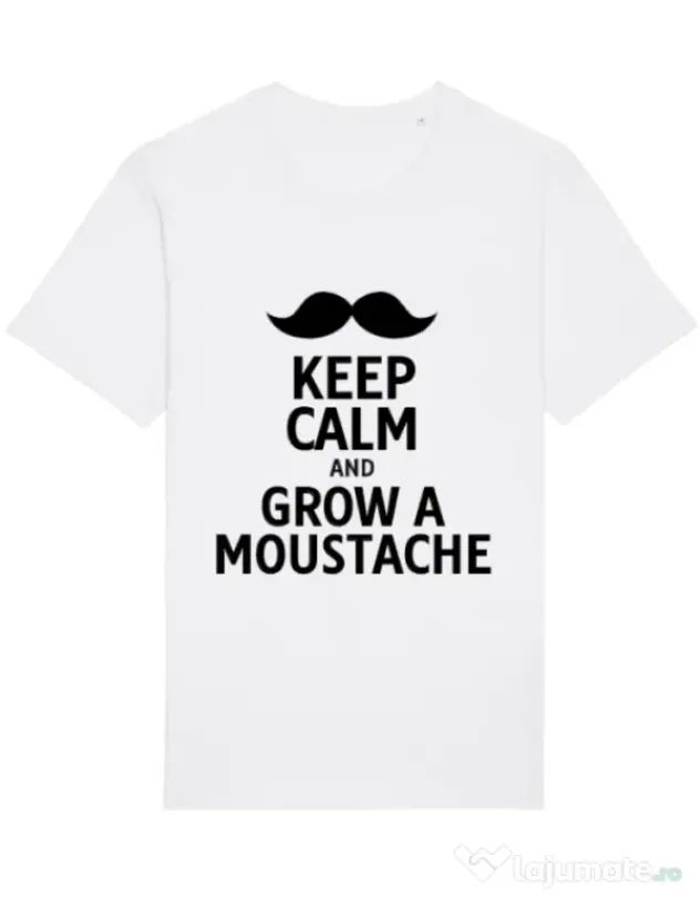 Tricou STANLEY STELLA barbat Grow a moustache Alb