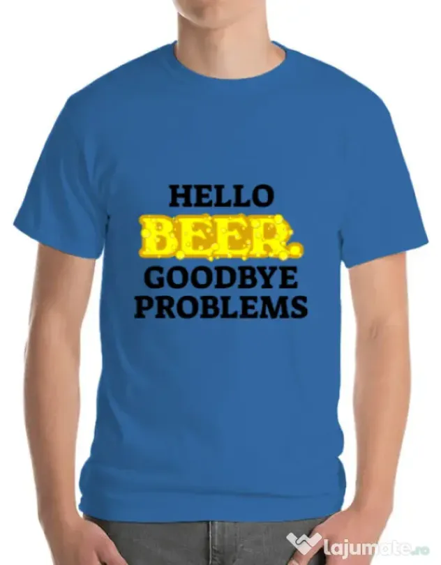 Tricou ADLER barbat Hello beer Albastru azuriu
