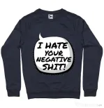 Bluza ADLER barbat I hate your negative shit Denim inchis